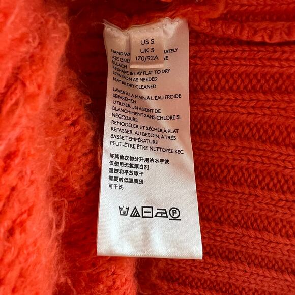 Free People Orange Snow Drop Knit Button-Up Oversized V-Neck Cardigan Sweater S - Picture 7 of 8